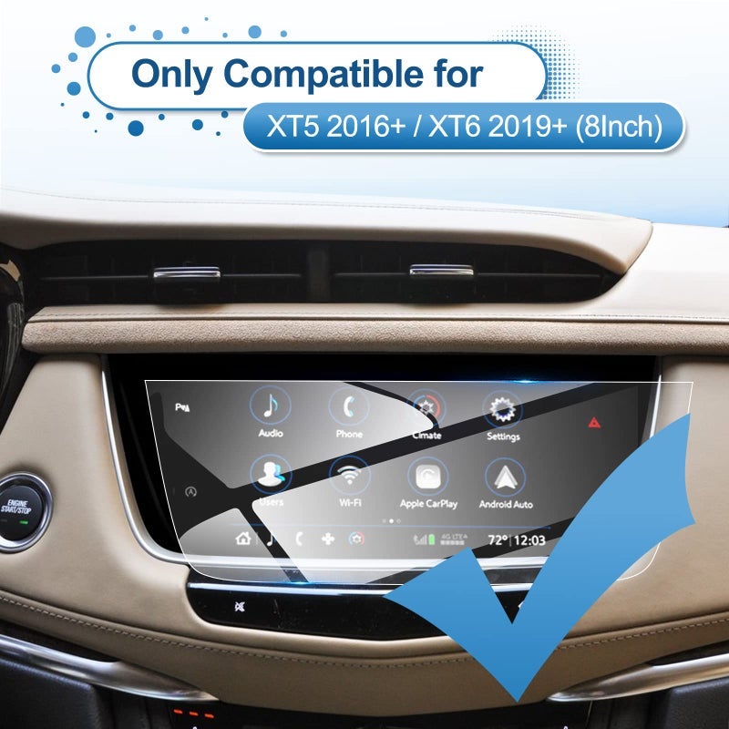 Coleya واقي شاشة كاديلاك XT5 لعام 2015-2024، واقي شاشة كاديلاك XT6 لعام 2019-2025، زجاج مقوى 9H 2023 2024 XT5 XT6 فاخر/فاخر/رياضي ملحقات HD شفافة 8" - Image 2